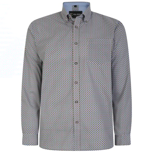 KAM Langarm-Hemd mit Dobby-Print, Weiß